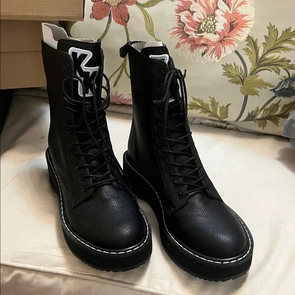 Kendall & Kylie Black Lace-Up Ankle Boots - Picture 1 of 5